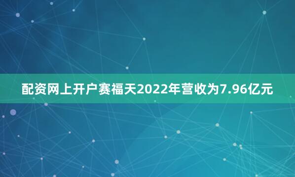 配资网上开户赛福天2022年营收为7.96亿元